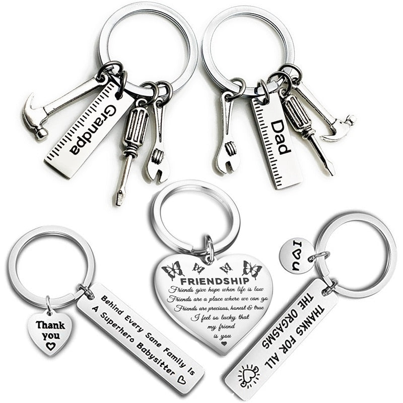 DanceeMangoos Car Key Chain Father's Day Key Ring Unique Bag Decor  Stainless Steel Key Ring for Decor Couples Keychains 