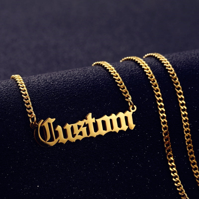 Personalized Custom Name Necklace Pendant Gold Color 3mm Cuban Chain Customized Nameplate Necklaces for Women Men Handmade Gifts