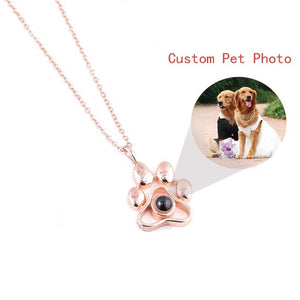 Dropshipping Custom Pet Photo Projection Necklaces Cat Dog Paw Pendant Choker Chain Pet Animal Memory Jewelry Gift