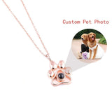 Dropshipping Custom Pet Photo Projection Necklaces Cat Dog Paw Pendant Choker Chain Pet Animal Memory Jewelry Gift