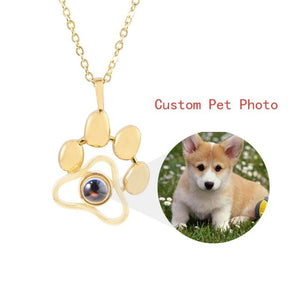 Dropshipping Custom Pet Photo Projection Necklaces Cat Dog Paw Pendant Choker Chain Pet Animal Memory Jewelry Gift