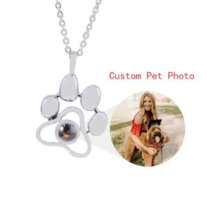 Dropshipping Custom Pet Photo Projection Necklaces Cat Dog Paw Pendant Choker Chain Pet Animal Memory Jewelry Gift