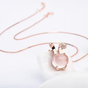 Gift New Cute Smart sign Rabbit small rabbit Choker cat Feline pet necklace 3D Crystal  anime animal bunny Pendant hare Necklace