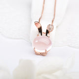 Gift New Cute Smart sign Rabbit small rabbit Choker cat Feline pet necklace 3D Crystal  anime animal bunny Pendant hare Necklace